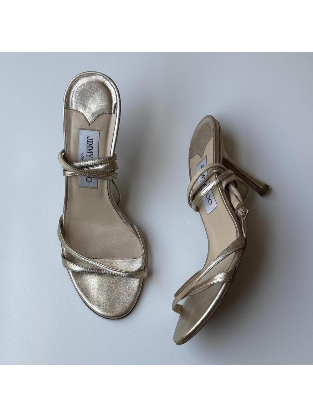 Vintage Jimmy Choo metallic gold strappy sandals